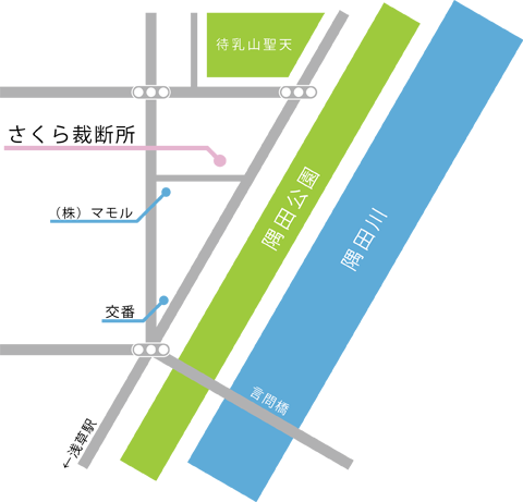 さくら裁断所への地図